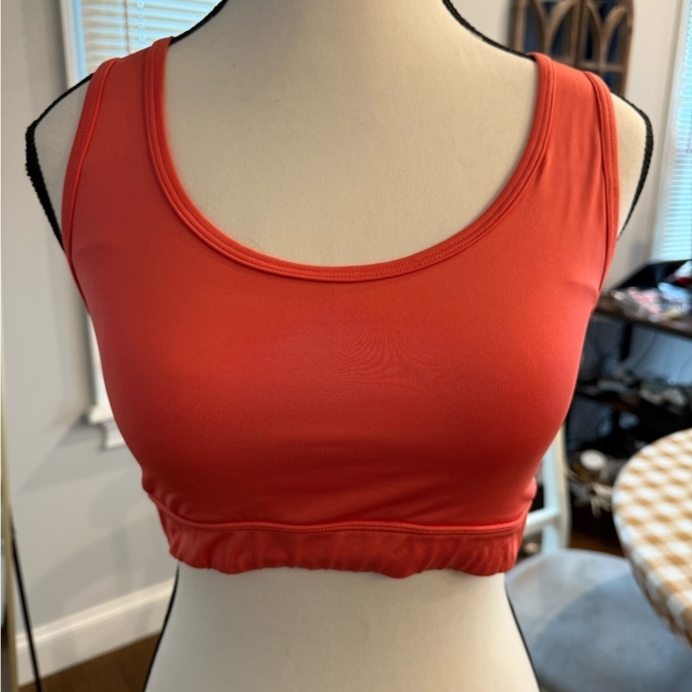 Ellie Dark Coral Scalloped Back Sports Bra